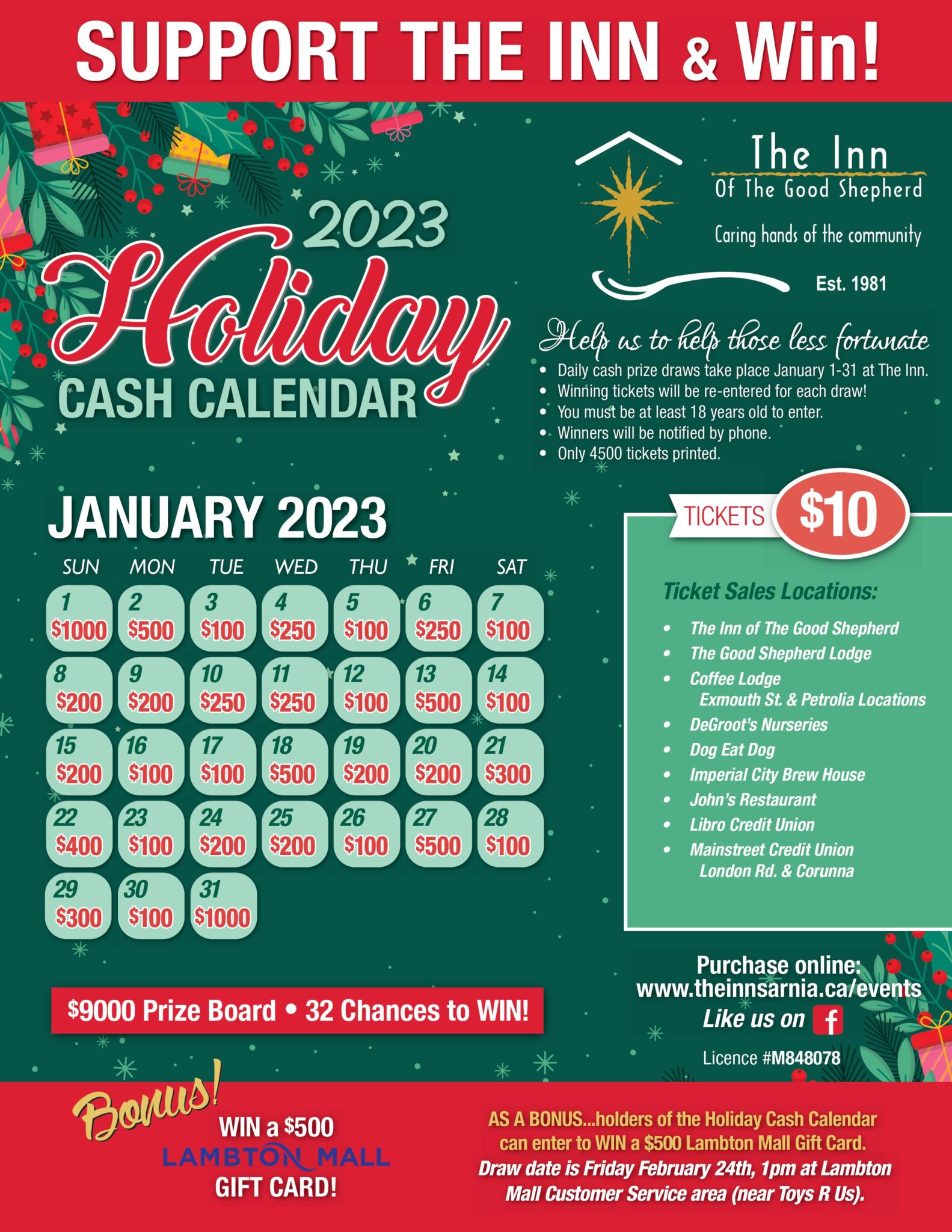 2023 Holiday Cash Calendar – Inn of the Good Shepherd